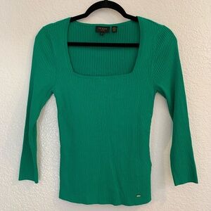 Ted Baker Womens Ribbed Knit Pullover Top Size 2 Marllay Kelly Green Classic